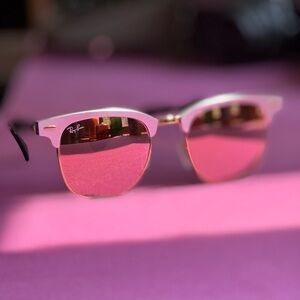 Rare Ray-Ban Titanium and Gold Sunglasses with Rose Gold mirrored Lenses